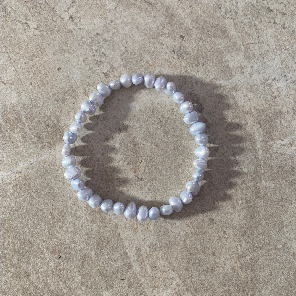 Icy Blue Freshwater Pearl Stretch Bracelet - Picture 2 of 6